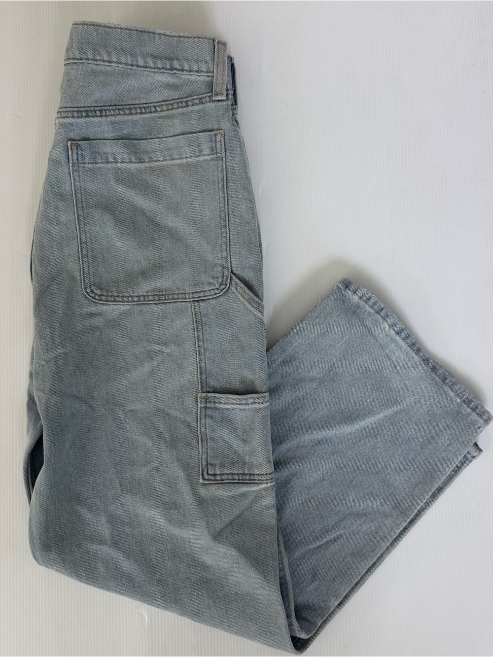 Hollister Baggy Carpenter Jeans 32 x 30 Light Wash Blue Relaxed Straight Denim